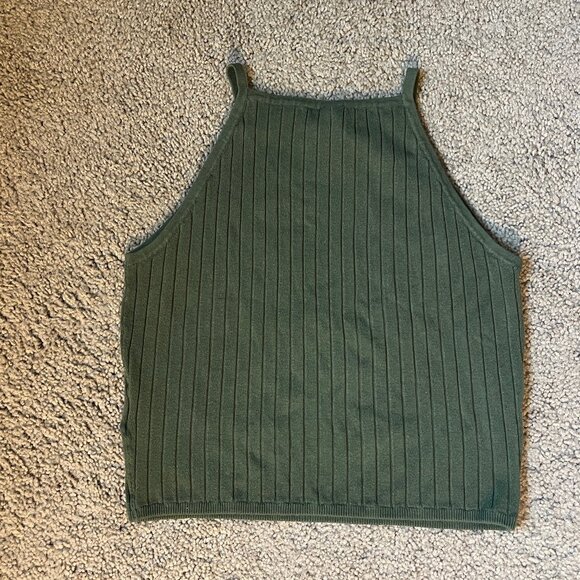 Divided by H&M Olive Green Ribbed High Neck Tank Top- Size M - Picture 3 of 4